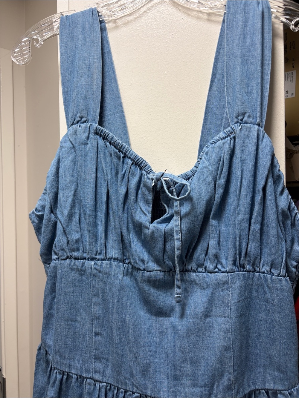 Blue Sleeveless Denim-Style Midi Dress